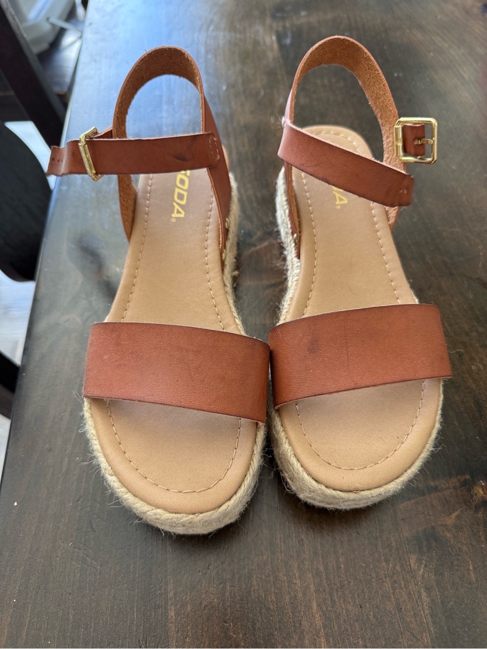 Soda Brown Espadrille Platform Sandals